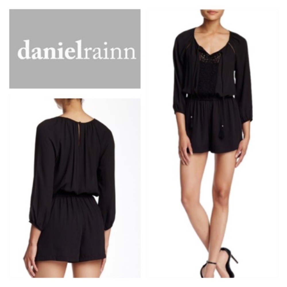 Black Romper Long Sleeve Shorts
